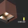 Oprawa ścienna solarna V-TAC 9W LED COB regulowana brąz corten kostka 15x15cm IP65 VT-11109 4000K 860lm